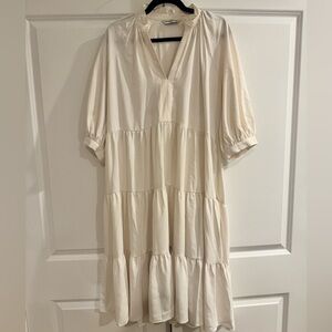 Amanda Uprichard Ivory Tiered Midi Dress